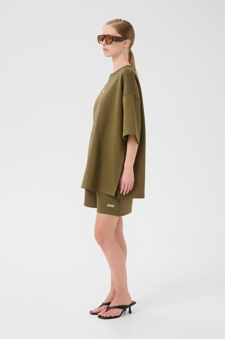 Blouse met korte mouwen Oversize fit olive - Image 2