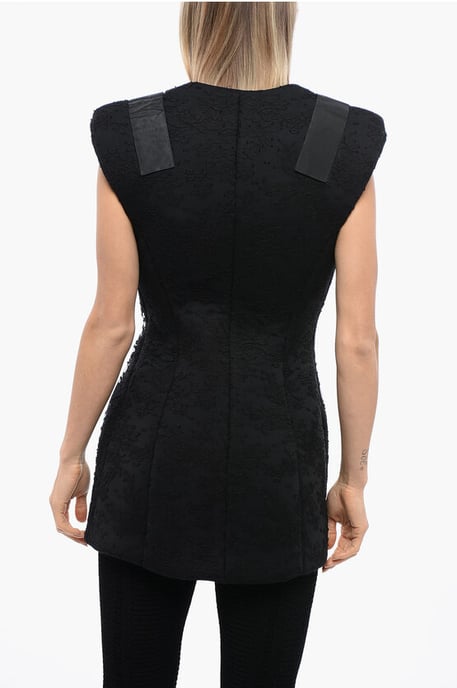 Padded Lace Vest with Velcro Closure in Black - Image 2