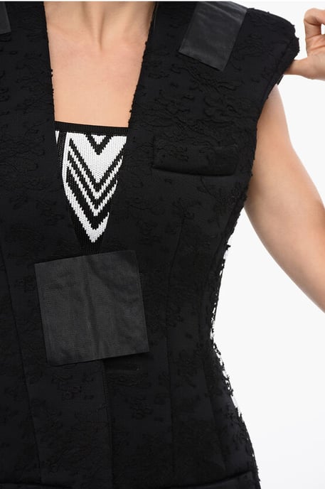 Padded Lace Vest with Velcro Closure in Black - Image 3