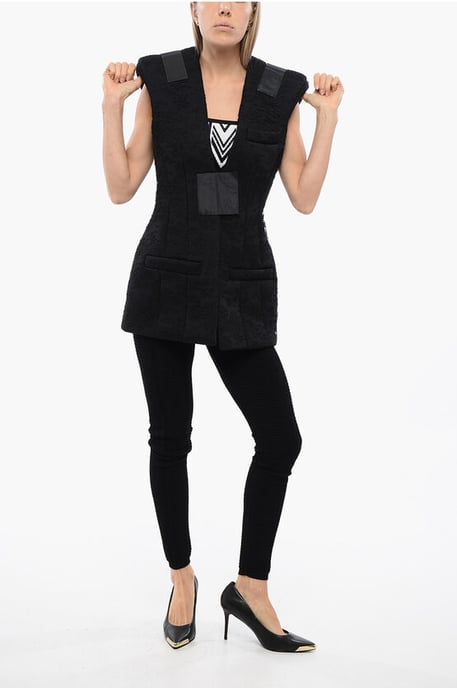 Padded Lace Vest with Velcro Closure in Black - Image 4