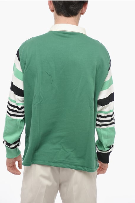 Box Fit COLLEGIC RUGBY Polo with Knitted Sleeves in Green - Image 2