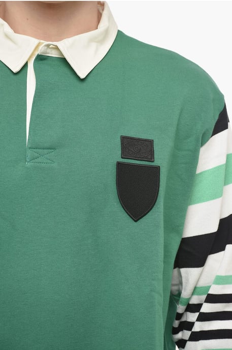 Box Fit COLLEGIC RUGBY Polo with Knitted Sleeves in Green - Image 3