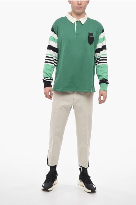 Box Fit COLLEGIC RUGBY Polo with Knitted Sleeves in Green - Image 4