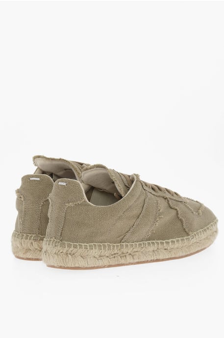 MM22 Cotton Low-Top Sneakers with Jute Sole in Green - Image 2