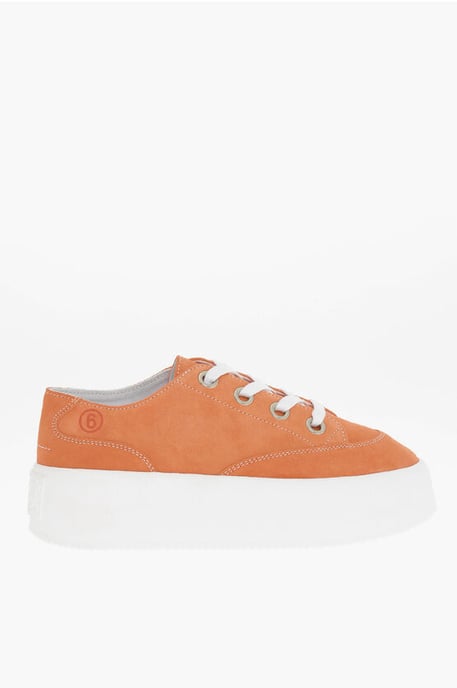 MM6 Suede Low-Top Sneakers With Contrast Platform 5,5cm in Orange - Image 3
