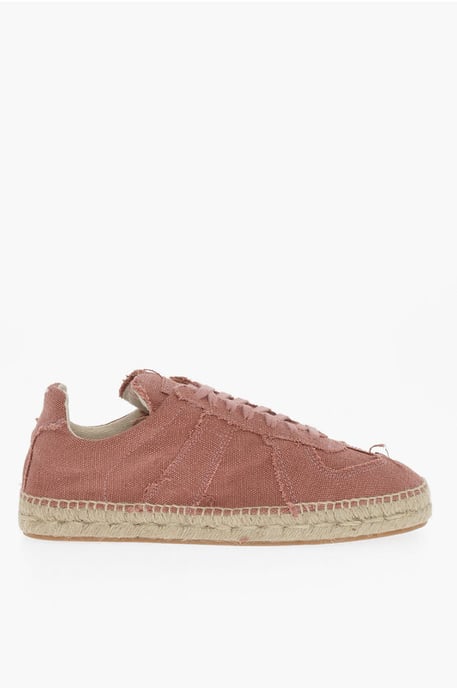 MM22 Låga Canvas Sneakers med Jutedetaljer i Rosa - Image 3