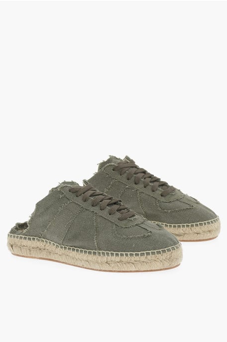 MM22 Open Back Cotton Low-Top Sneakers in Green - Image 1