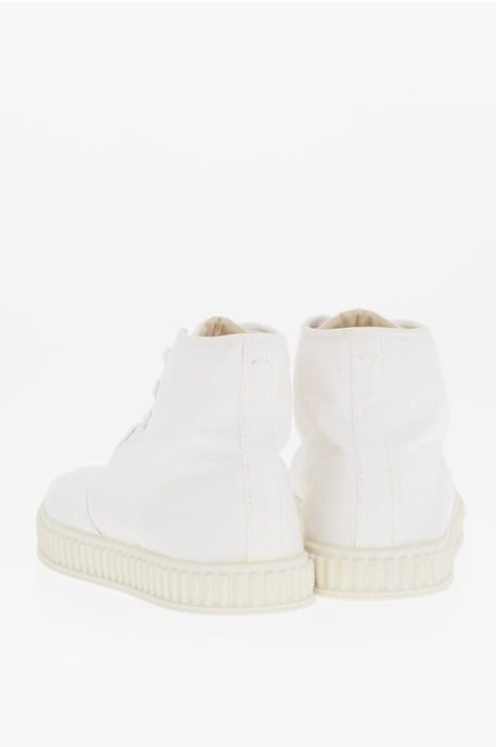 MM22 Solid Color Cotton High-Top Sneakers in White - Image 2