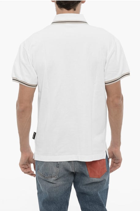 3-Buttons Piquet Cotton Polo shirt in White - Image 2