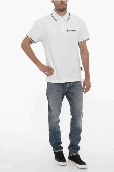 3-Buttons Piquet Cotton Polo shirt in White - Image 4