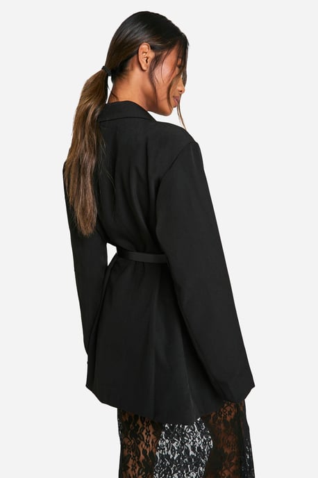 Marl Longline Belted Tailored Blazer - Image 2