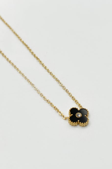 Mini Clover Necklace in Gold Black - Gift Boxed - Image 1