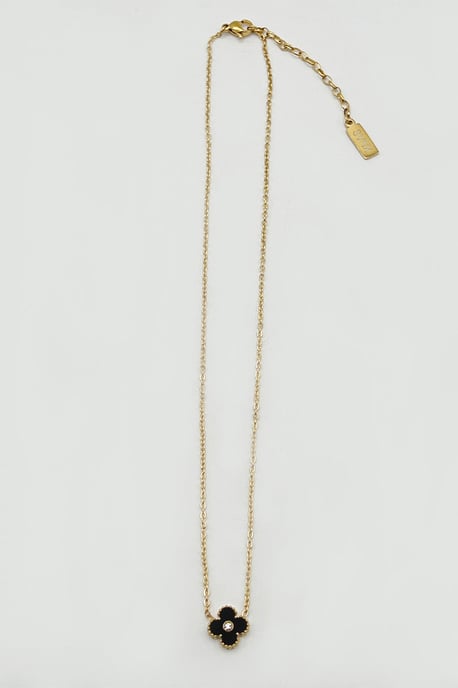 Mini Clover Necklace in Gold Black - Gift Boxed - Image 4