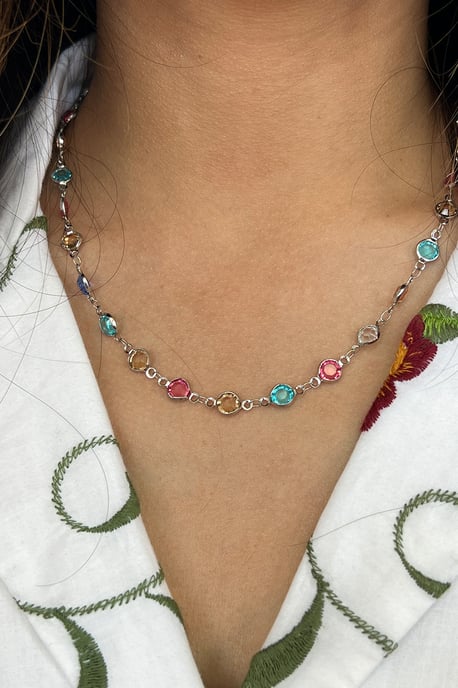 Round Multicolour Crystal Necklace - Image 3