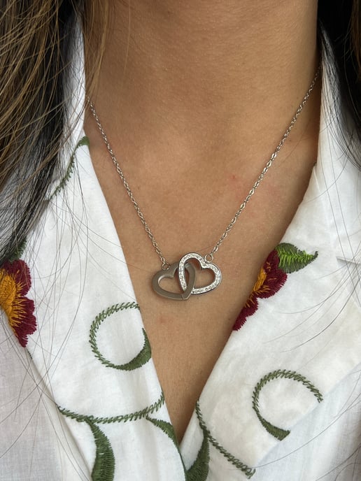 Double Heart Link Necklace - Gift Boxed - Image 5