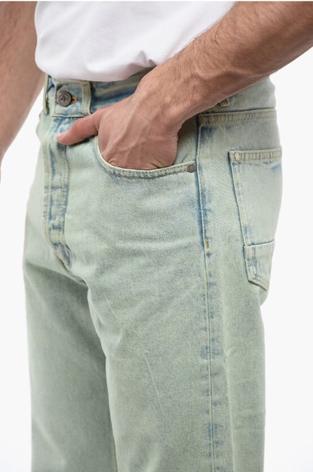 Rak passform OVERDYE LOGO-jeans med bälteshällor 24 cm i ljusblått - Image 3