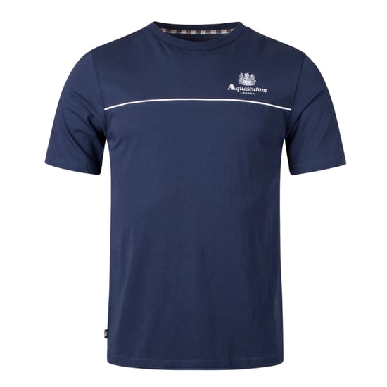 Aquascutum Active Piping Design Marinblå T-shirt - Image 1