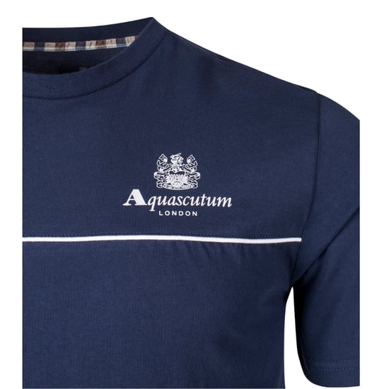 Aquascutum Active Piping Design Marinblå T-shirt - Image 3