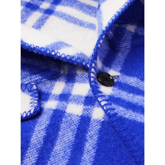 Burberry blauw geruite wollen cape parka jas - Image 4