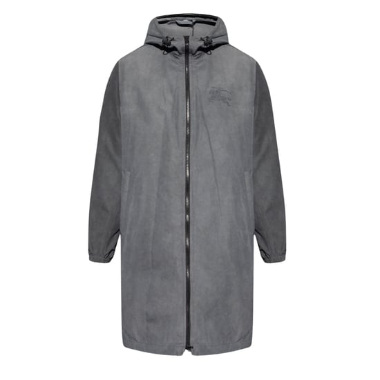 Burberry logo bedrukte grijze jas met capuchon en rits - Image 1