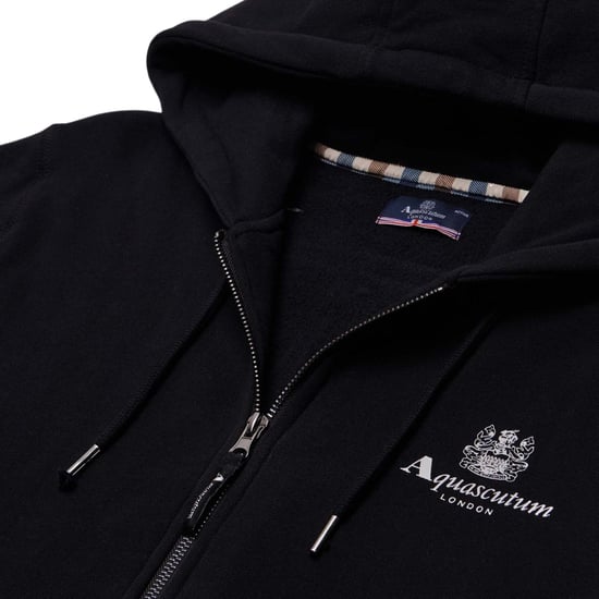 Aquascutum Active Liten Logo Hel Dragkedja Svart Hoodie - Image 2
