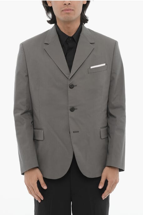 side vents notch lapel flap pocket 2-button blazer in Gray - Image 1