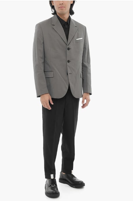 side vents notch lapel flap pocket 2-button blazer in Gray - Image 4