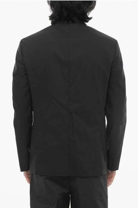Unlined Slim Fit Blazer with Patch Pockets in Black - Image 2