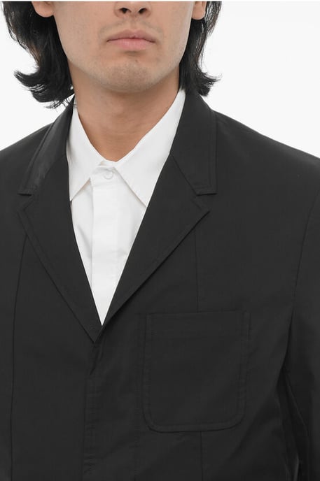 Unlined Slim Fit Blazer with Patch Pockets in Black - Image 3
