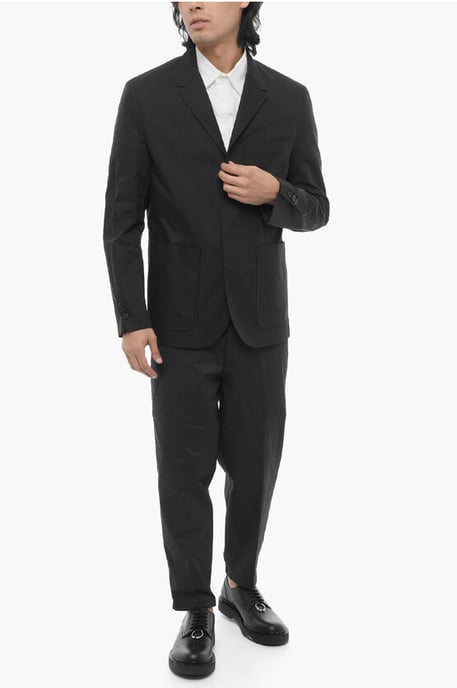 Unlined Slim Fit Blazer with Patch Pockets in Black - Image 4