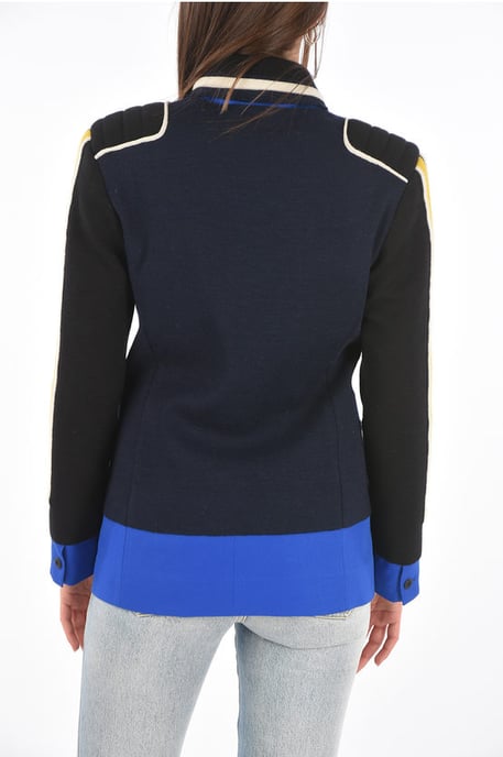 MM0 knitted double breasted blazer with peak lapel in Blu, Nero - Image 2