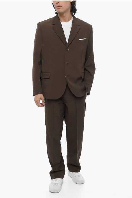 Slim fit kavaj med 3 knappar i brunt, slitsar och slag - Image 4