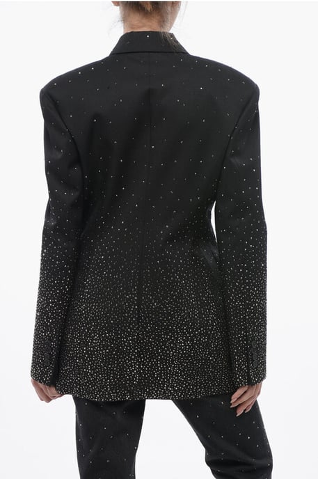 3-Button BLING Blazer with Degradè Rhinestones in Black - Image 2