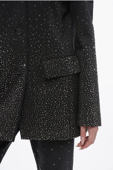 3-Button BLING Blazer with Degradè Rhinestones in Black - Image 3