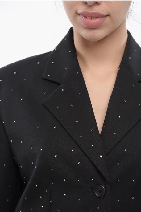 3-Button BLING Blazer with Degradè Rhinestones in Black - Image 4