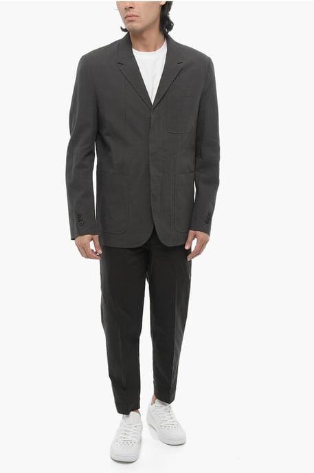 Slim fit kavaj med 3 knappar och hakslag i sidosprund i grått - Image 4