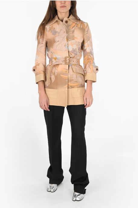 MM0 leather details blazer with belt in Pink - Image 4