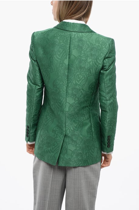 Embroidered RANBU Blazer with Peak Lapel in Green - Image 2
