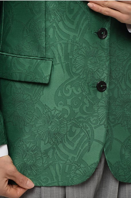 Embroidered RANBU Blazer with Peak Lapel in Green - Image 3