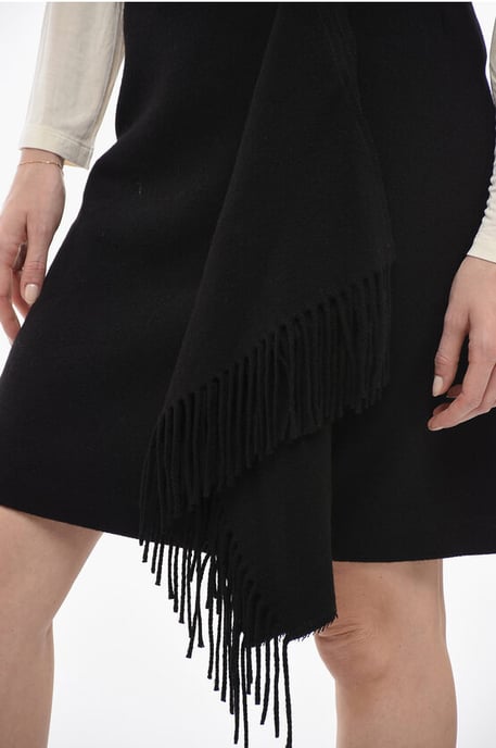Fringed Wrap Skirt in Black - Image 3