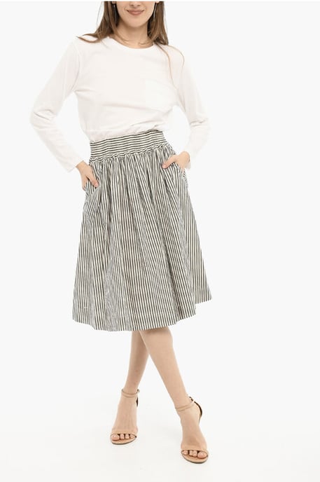 Utsvängd markis randig longuette i Bianco, Grigio - Image 4
