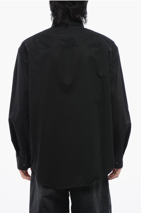Button Down Utility Overshirt in Black - Image 2