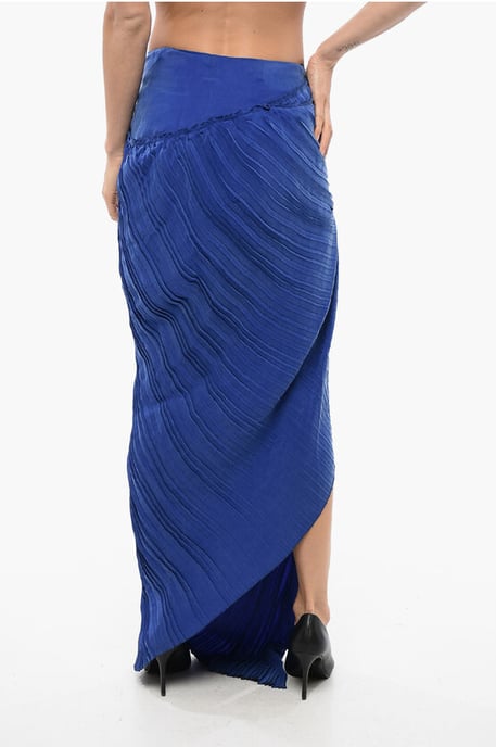 Asymmetrische rok met gedrapeerd design in blauw - Image 2