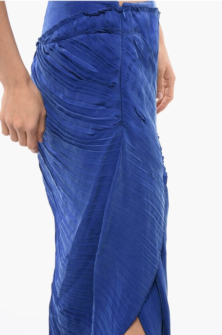 Asymmetrische rok met gedrapeerd design in blauw - Image 3