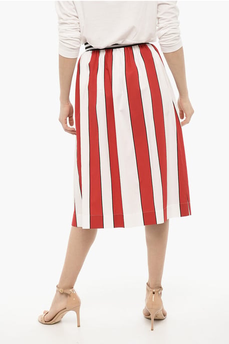 Flared Awning Striped SCULLY Maxi Skirt in Bianco, Rosso - Image 2