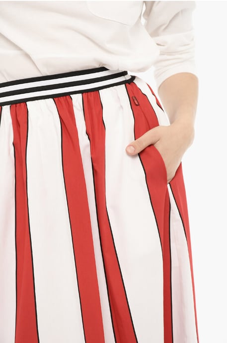 Flared Awning Striped SCULLY Maxi Skirt in Bianco, Rosso - Image 3