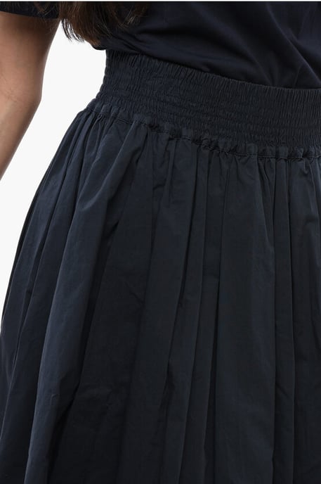 Popeline Cotton Flared Midi Skirt in Blue - Image 3