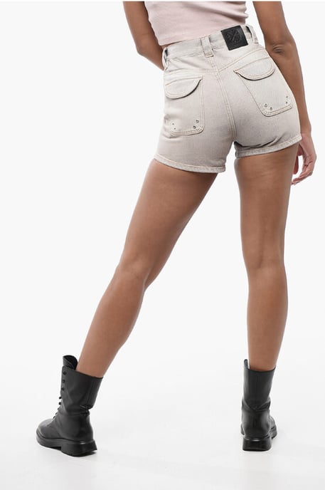Denims Cargo Shorts with Acid-Wash Effect in Violet - Image 2