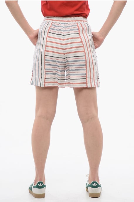 Bayadere Patterned VARSITY Linen Blend Shorts - Image 2