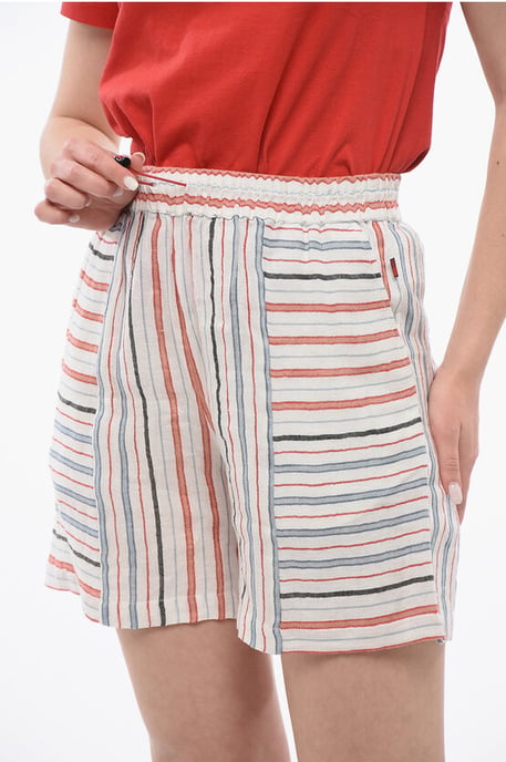 Bayadere Patterned VARSITY Linen Blend Shorts - Image 3